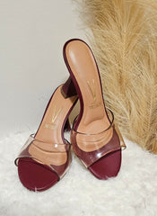 BURGUNDY CLEAR SLIDE ON HEELS