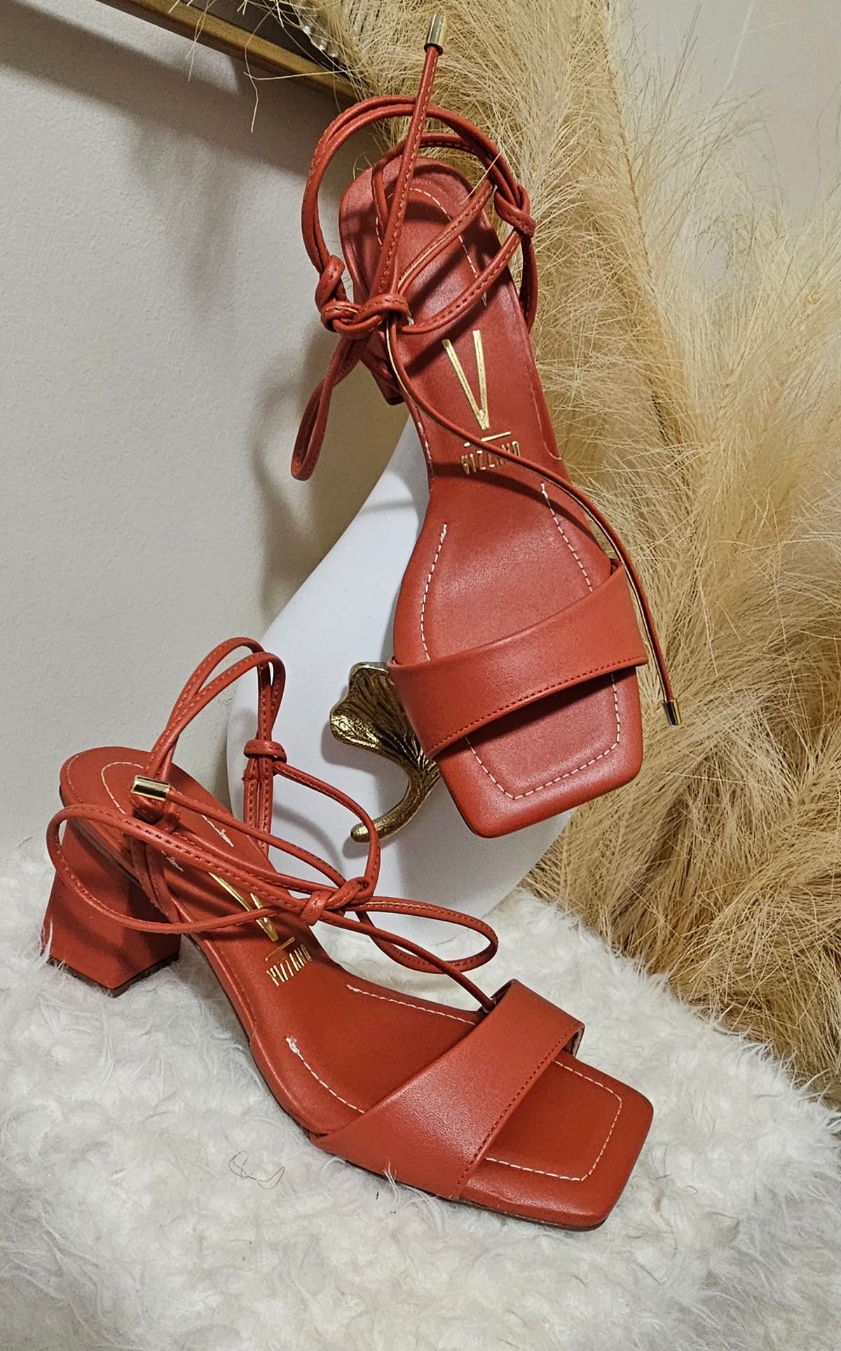 STRAPPY BURNT ORANGE HEELS