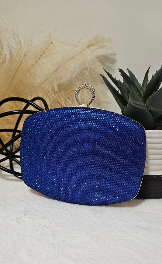 MIDNIGHT SEQUIN BLUE CLUTCH