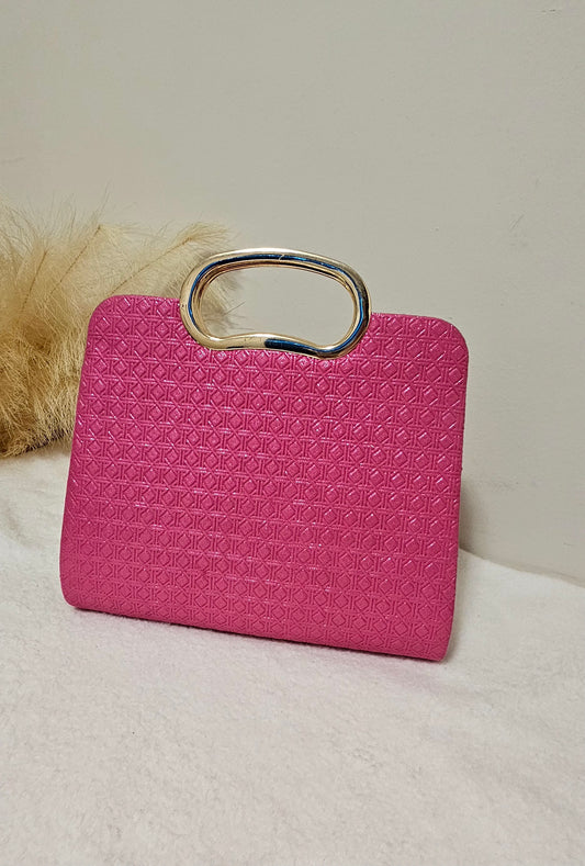 LUXE LEATHER CLUTCH - FUCHSIA