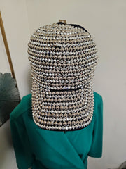 SILVER & WHITE PEARL BASEBALL HAT