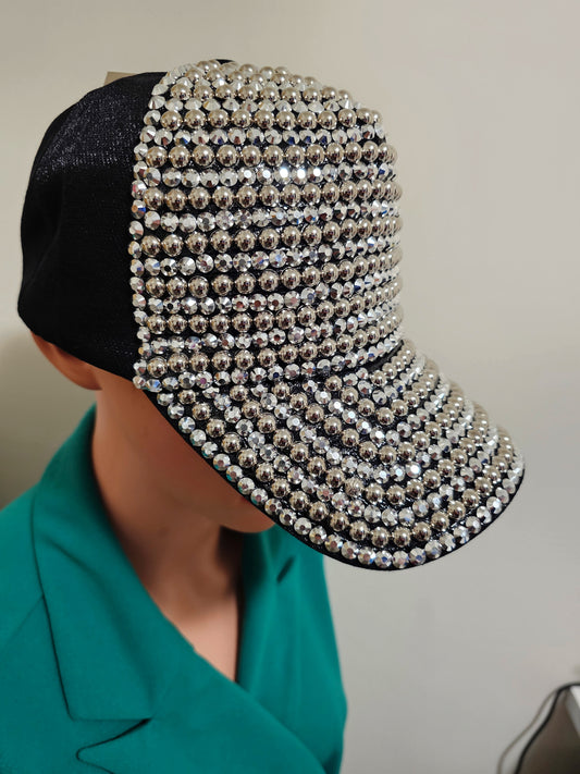 SILVER & WHITE PEARL BASEBALL HAT