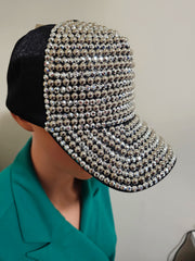 SILVER & WHITE PEARL BASEBALL HAT