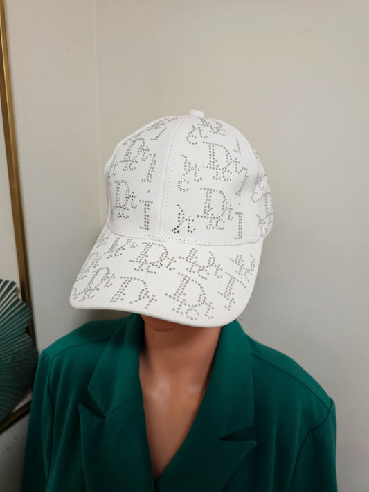 WHITE RHINESTONE BASEBALL HAT