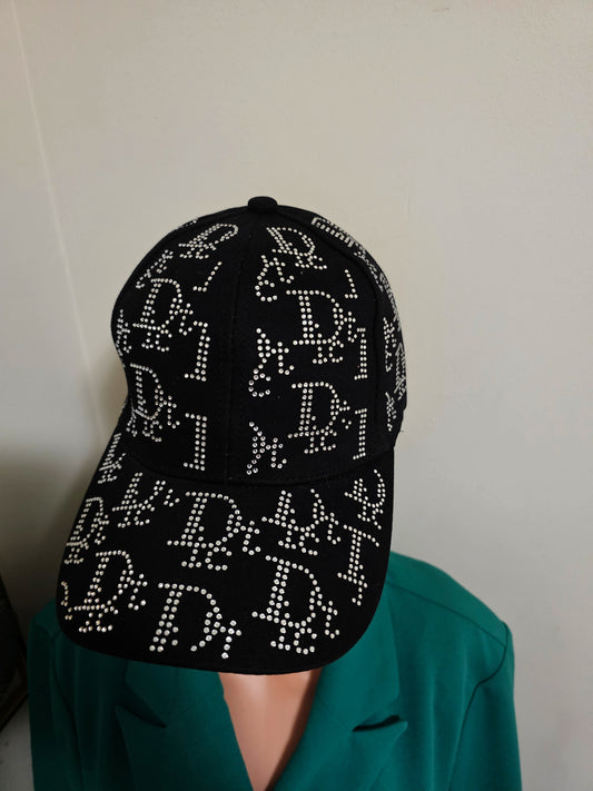 BLACK RHINESTONE BASEBALL HAT