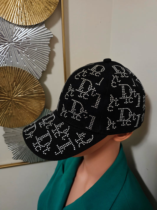 BLACK RHINESTONE BASEBALL HAT