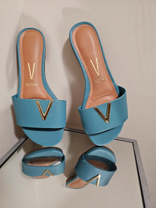 TEAL FLAT SANDAL