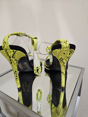 STRAPPY NEON  HIGH HEEL PEEP TOE SANDALS