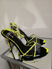 STRAPPY NEON  HIGH HEEL PEEP TOE SANDALS