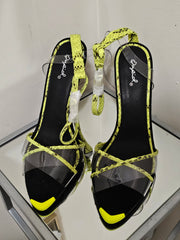 STRAPPY NEON  HIGH HEEL PEEP TOE SANDALS