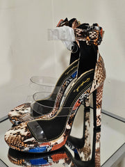 CAMERL CRISSCROSS MULTI SNAKE PU HEELS