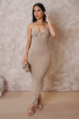 KISS ME  TRAP MAXI  DRESS - TAUPE