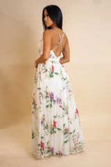 FLORAL MAXI DRESS - WHITE