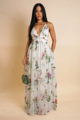 FLORAL MAXI DRESS - WHITE