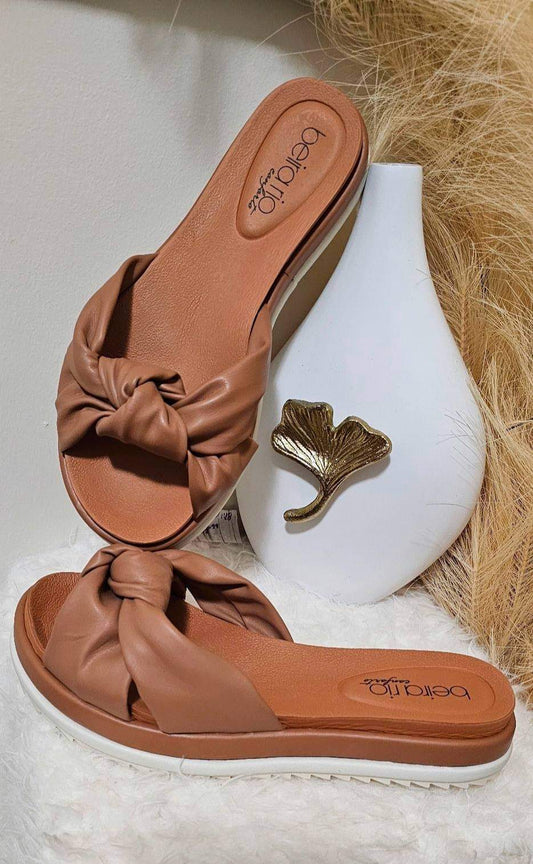 BROWN TIES PLATFORM FLIP FLOPS
