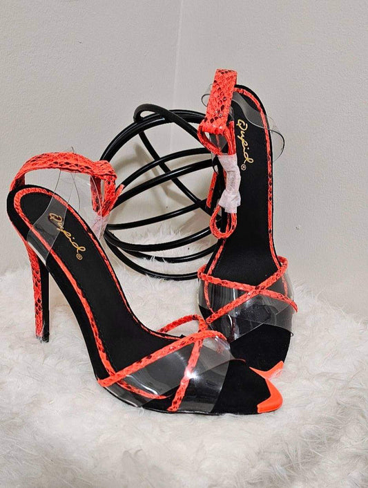 ORANGE SNAKESKIN HEELS