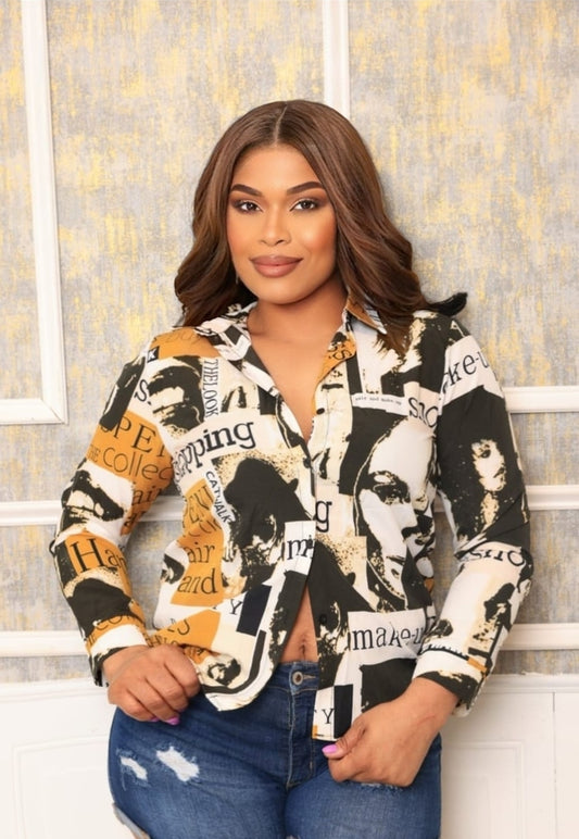 THE LOOK GRAFFITTI BUTTON UP