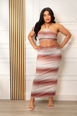 VACAY DAY PRINT HALTER SKIRT SET
