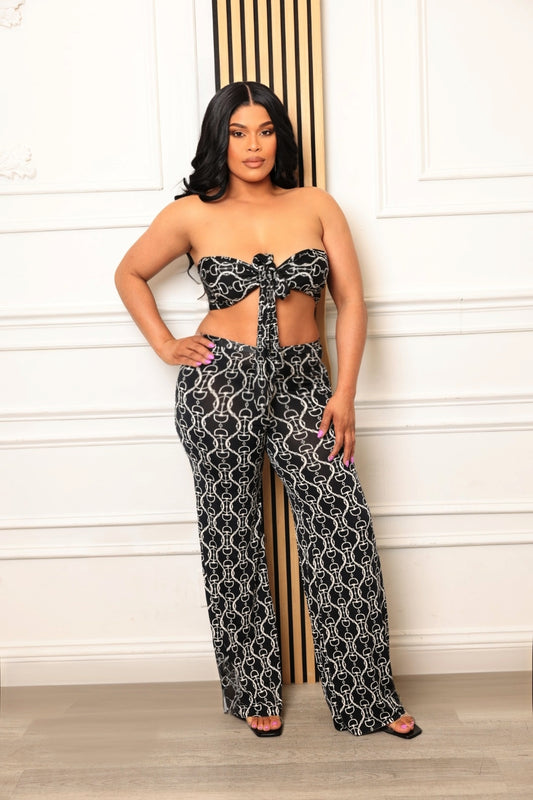 CHAIN LINKS BANDEAU PANTS SET
