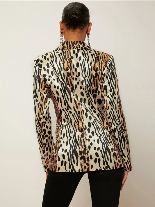 LEOPART PRINT BUTTON BLAZER